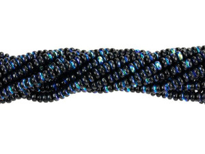 Czech Glass 3mm Jet AB Rondelle Bead Strand by Starman Czech Glass 3mm Jet AB Rondelle Bead Strand by Starman