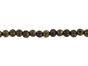 Czech Glass 3mm Jet Bronze Picasso Melon Bead Strand by Starman Czech Glass 3mm Jet Bronze Picasso Melon Bead Strand by Starman