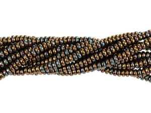 Czech Glass 3mm Jet Bronze Vega Rondelle Bead Strand by Starman Czech Glass 3mm Jet Bronze Vega Rondelle Bead Strand by Starman