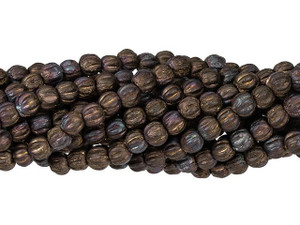 Czech Glass 3mm Jet Matte Bronze Vega Melon Bead Strand by Starman Czech Glass 3mm Jet Matte Bronze Vega Melon Bead Strand by Starman