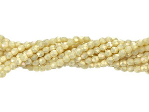 Czech Glass 3mm Luster Iris - Antique Beige Fire-Polish Bead Strand by Starman Czech Glass 3mm Luster Iris - Antique Beige Fire-Polish Bead Strand by Starman