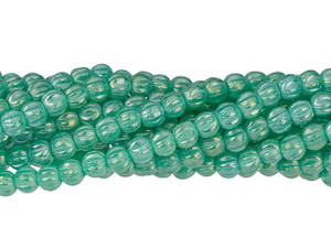 Czech Glass 3mm Luster Iris Atlantis Green Melon Bead Strand by Starman Czech Glass 3mm Luster Iris Atlantis Green Melon Bead Strand by Starman