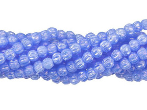 Czech Glass 3mm Luster Iris Milky Sapphire Melon Bead Strand by Starman Czech Glass 3mm Luster Iris Milky Sapphire Melon Bead Strand by Starman