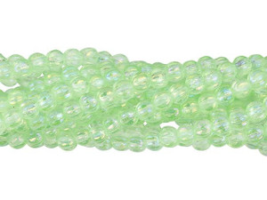 Czech Glass 3mm Luster Iris Peridot Melon Bead Strand by Starman Czech Glass 3mm Luster Iris Peridot Melon Bead Strand by Starman