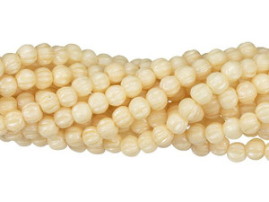 Czech Glass 3mm Luster Opaque Champagne Melon Bead Strand by Starman Czech Glass 3mm Luster Opaque Champagne Melon Bead Strand by Starman