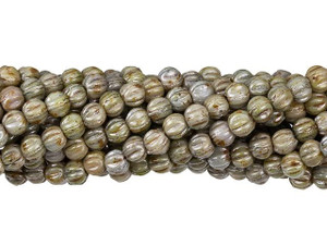 Czech Glass 3mm Luster Opaque Green Melon Bead Strand by Starman Czech Glass 3mm Luster Opaque Green Melon Bead Strand by Starman