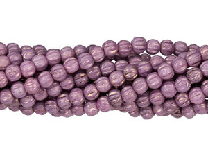 Czech Glass 3mm Luster Opaque Lilac Melon Bead Strand by Starman Czech Glass 3mm Luster Opaque Lilac Melon Bead Strand by Starman