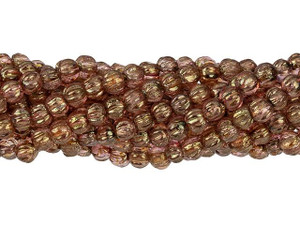 Czech Glass 3mm Luster Rose/Gold Topaz Melon Bead Strand by Starman Czech Glass 3mm Luster Rose/Gold Topaz Melon Bead Strand by Starman
