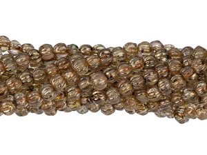 Czech Glass 3mm Luster Transparent Gold/Smokey Topaz Melon Bead Strand by Starman Czech Glass 3mm Luster Transparent Gold/Smokey Topaz Melon Bead Strand by Starman