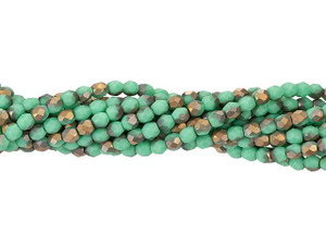 Czech Glass 3mm Matte - Apollo - Green Turquoise Fire-Polish Bead Strand by Starman Czech Glass 3mm Matte - Apollo - Green Turquoise Fire-Polish Bead Strand by Starman