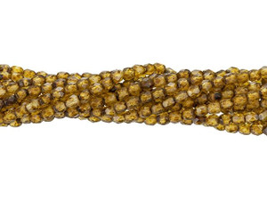 Czech Glass 3mm Matte - Crystal - Picasso Fire-Polish Bead Strand by Starman Czech Glass 3mm Matte - Crystal - Picasso Fire-Polish Bead Strand by Starman