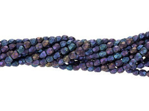 Czech Glass 3mm Matte - Iris - Blue Fire-Polish Bead Strand by Starman Czech Glass 3mm Matte - Iris - Blue Fire-Polish Bead Strand by Starman