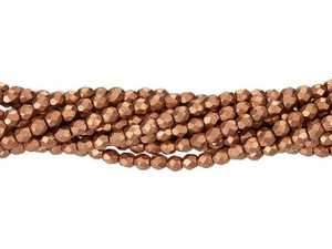 Czech Glass 3mm Matte - Metallic Copper Fire-Polish Bead Strand by Starman Czech Glass 3mm Matte - Metallic Copper Fire-Polish Bead Strand by Starman