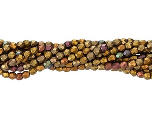 Czech Glass 3mm Matte - Metallic Gold Copper Iris Fire-Polish Bead Strand by Starman Czech Glass 3mm Matte - Metallic Gold Copper Iris Fire-Polish Bead Strand by Starman