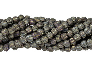 Czech Glass 3mm Matte Iris Brown Melon Bead Strand by Starman Czech Glass 3mm Matte Iris Brown Melon Bead Strand by Starman