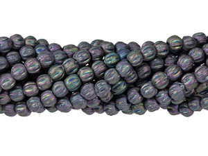 Czech Glass 3mm Matte Iris Purple Melon Bead Strand by Starman Czech Glass 3mm Matte Iris Purple Melon Bead Strand by Starman