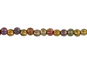 Czech Glass 3mm Matte Metallic Bronze Iris Melon Bead Strand by Starman