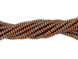 Czech Glass 3mm Matte Opaque Red Bronze Vega Rondelle Bead Strand by Starman Czech Glass 3mm Matte Opaque Red Bronze Vega Rondelle Bead Strand by Starman