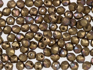 50 Pcs 4mm Firepolished Round Czech Glass Beads -Glossy Iridescent Black  Chrome