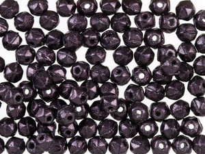 Czech Glass 3mm Metallic Dark Plum Suede English Cut Round Bead (50 pc Strand) by Starman Czech Glass 3mm Metallic Dark Plum Suede English Cut Round Bead (50 pc Strand) by Starman
