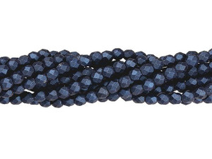 Czech Glass 3mm Metallic Suede - Dark Blue Fire-Polish Bead Strand by Starman Czech Glass 3mm Metallic Suede - Dark Blue Fire-Polish Bead Strand by Starman