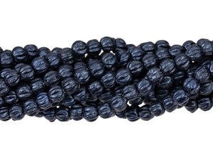 Czech Glass 3mm Metallic Suede Dark Blue Melon Bead Strand by Starman Czech Glass 3mm Metallic Suede Dark Blue Melon Bead Strand by Starman