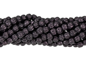 Czech Glass 3mm Metallic Suede Dark Plum Melon Bead Strand by Starman Czech Glass 3mm Metallic Suede Dark Plum Melon Bead Strand by Starman