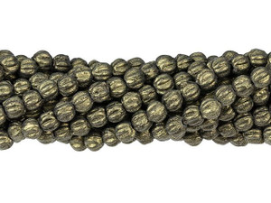 Czech Glass 3mm Metallic Suede Gold Melon Bead Strand by Starman Czech Glass 3mm Metallic Suede Gold Melon Bead Strand by Starman