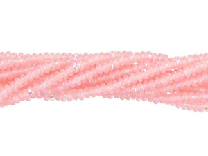 Czech Glass 3mm Milky Pink AB Rondelle Bead Strand by Starman Czech Glass 3mm Milky Pink AB Rondelle Bead Strand by Starman