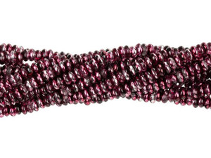 Czech Glass 3mm Mirror Cranberry Rondelle Bead Strand by Starman Czech Glass 3mm Mirror Cranberry Rondelle Bead Strand by Starman