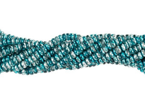 Czech Glass 3mm Mirror Teal Rondelle Bead Strand by Starman Czech Glass 3mm Mirror Teal Rondelle Bead Strand by Starman