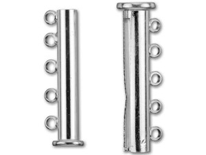 Silver-Plated 30x10mm 5-Ring Magnetic Tube Clasp Silver-Plated 30x10mm 5-Ring Magnetic Tube Clasp