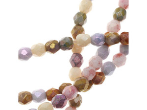 Czech Glass 3mm Opaque Luster Mix Fire-Polish Bead Strand by Starman