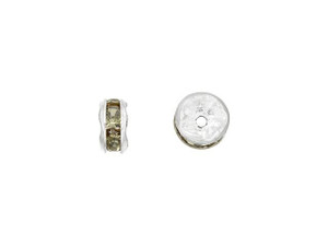 Silver-Plated 5mm Black Diamond Rhinestone Rondelle Spacer Bead Silver-Plated 5mm Black Diamond Rhinestone Rondelle Spacer Bead