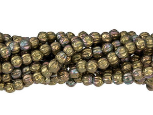 Czech Glass 3mm Oxidized Bronze Clay Melon Bead Strand by Starman Czech Glass 3mm Oxidized Bronze Clay Melon Bead Strand by Starman
