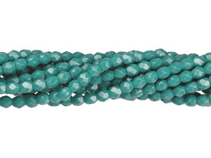 Czech Glass 3mm Persian Turquoise Fire-Polish Bead Strand by Starman Czech Glass 3mm Persian Turquoise Fire-Polish Bead Strand by Starman