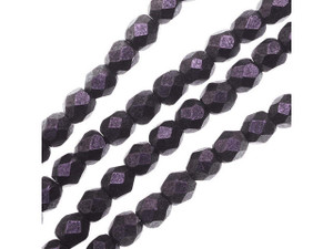 Czech Glass 3mm Polychrome - Black Currant Fire-Polish Bead Strand by Starman Czech Glass 3mm Polychrome - Black Currant Fire-Polish Bead Strand by Starman