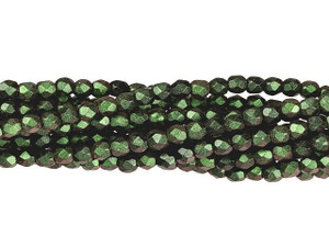 Czech Glass 3mm Polychrome - Olive Mauve Fire-Polish Bead Strand by Starman Czech Glass 3mm Polychrome - Olive Mauve Fire-Polish Bead Strand by Starman