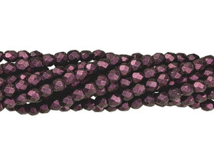 Czech Glass 3mm Polychrome - Pink Olive Fire-Polish Bead Strand by Starman Czech Glass 3mm Polychrome - Pink Olive Fire-Polish Bead Strand by Starman