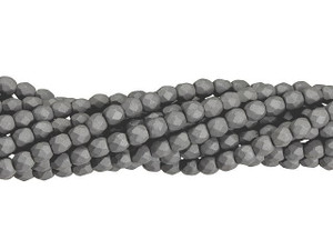 Czech Glass 3mm Saturated Gray Fire-Polish Bead Strand by Starman Czech Glass 3mm Saturated Gray Fire-Polish Bead Strand by Starman