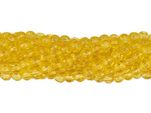 Czech Glass 3mm Topaz Melon Bead Strand by Starman Czech Glass 3mm Topaz Melon Bead Strand by Starman
