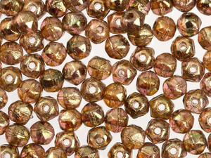 25 Tricut, Tri-cut Czech glass Round beads - pink with gold accents - –  Glorious Glass Beads