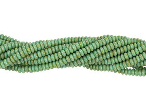 Czech Glass 3mm Turquoise Picasso Rondelle Bead Strand by Starman Czech Glass 3mm Turquoise Picasso Rondelle Bead Strand by Starman