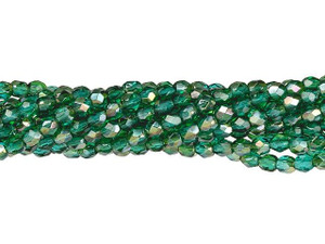 Czech Glass 3mm Viridian - Celsian Fire-Polish Bead Strand by Starman Czech Glass 3mm Viridian - Celsian Fire-Polish Bead Strand by Starman