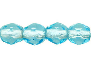 Czech Glass 4mm Aquamarine - Silver-Lined Fire-Polish Bead Strand by Starman