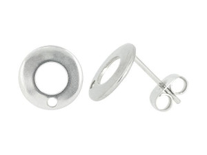 Titanium Earring Post Finding w 10mm Stainless Steel Flat Pad - 11mm Post  (100 pcs)