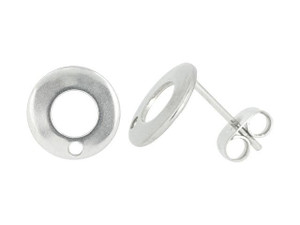 31-000 Titanium Earring Post Finding w/ 10mm Stainless Steel Flat Pad -  11mm Post (100pcs)