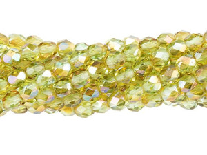 Czech Glass 4mm Chrysolite Celsian Fire-Polish Bead Strand by Starman Czech Glass 4mm Chrysolite Celsian Fire-Polish Bead Strand by Starman