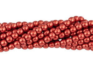 Czech Glass 4mm ColorTrends Saturated Metallic Cherry Tomato Round Bead Strand by Starman Czech Glass 4mm ColorTrends Saturated Metallic Cherry Tomato Round Bead Strand by Starman