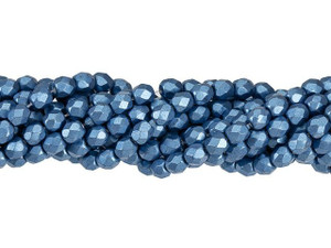 Czech Glass 4mm ColorTrends Saturated Metallic Little Boy Blue Fire-Polish Bead Strand by Starman Czech Glass 4mm ColorTrends Saturated Metallic Little Boy Blue Fire-Polish Bead Strand by Starman